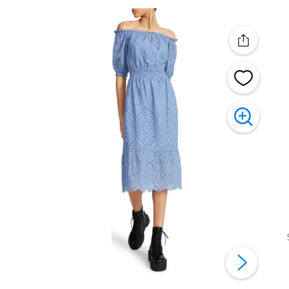 NWT Betsey Johnson blue eyelet off the shoulder dress